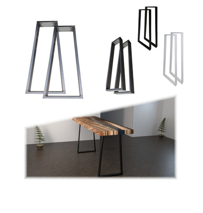 Stabile Tischgestelle TR3 in Trapez Form, schräg, Stahlrahmen 80x20 mm, Pulverbeschichtung nach Wunsch oder im Industriedesign, anpassbare Größen