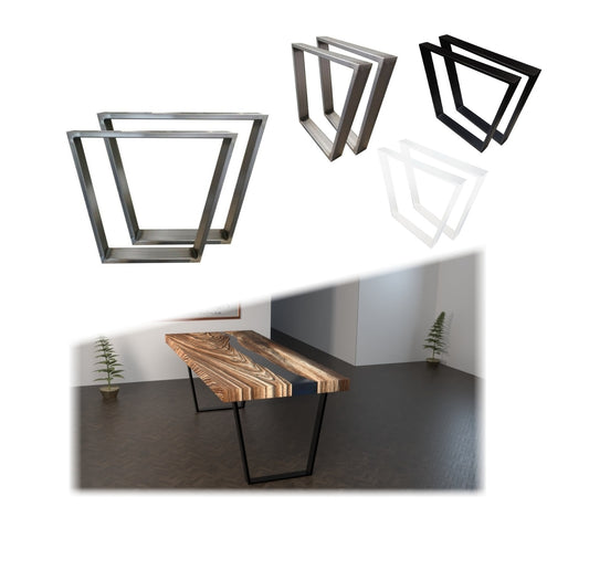 Stabile Tischgestelle TR2 in Trapez Form, schräg, Stahlrahmen 80x20 mm, Pulverbeschichtung nach Wunsch oder im Industriedesign, anpassbare Größen